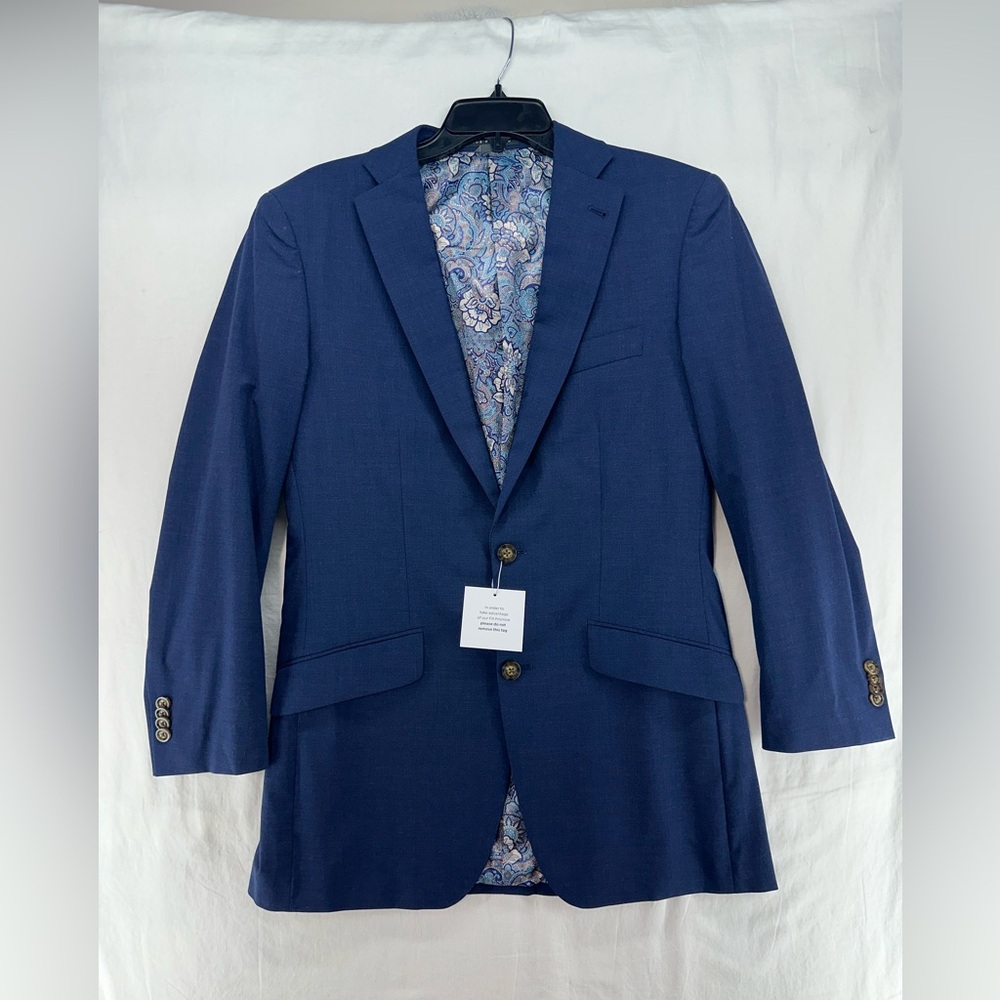 INDOCHINO Mens Solid Blue WOOL Sport Coat‎ Suit Jacket Blazer NEW NWT 36